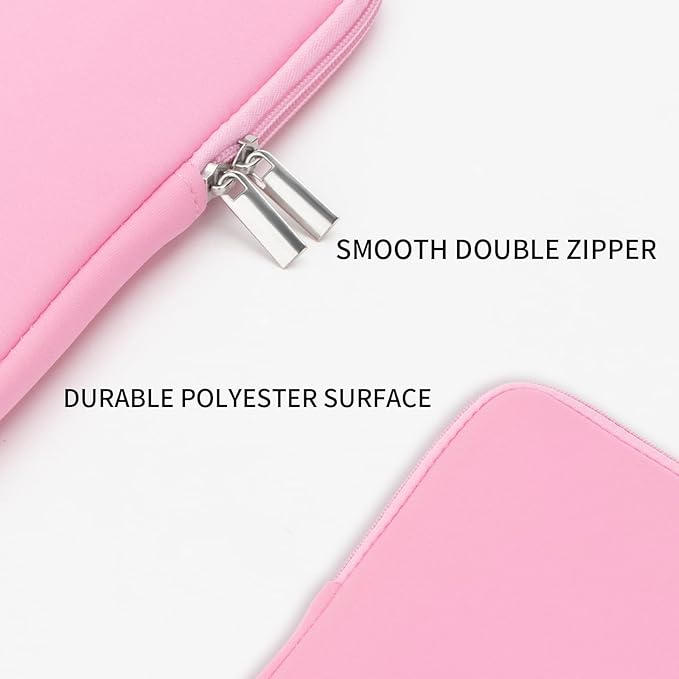 RAINYEAR 14 Inch Laptop Sleeve Case Protective Soft Padded Zipper Cover Carrying Computer Bag Compatible with 14" Notebook Chromebook Tablet Ultrabook (Pink)