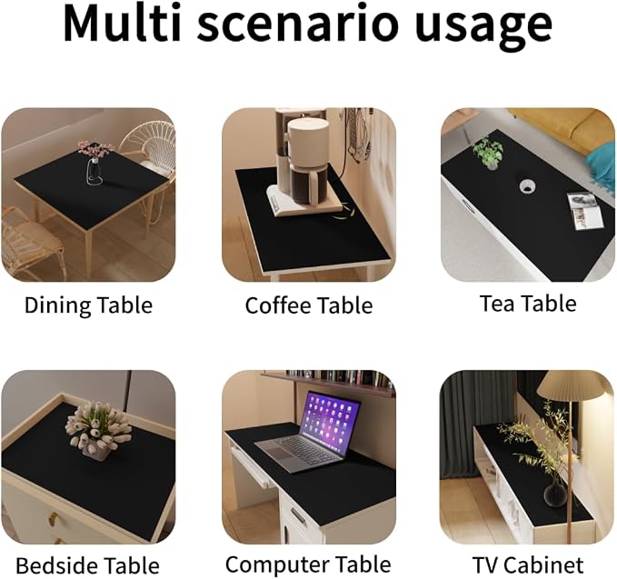 Dresser Runners for Bedroom - 17x66 Inch Waterproof Easy to Clean Can Conceal Flaws Protector The Table Top from Scratches Used for Coffee Table Dresser(Black+Black 17x66)