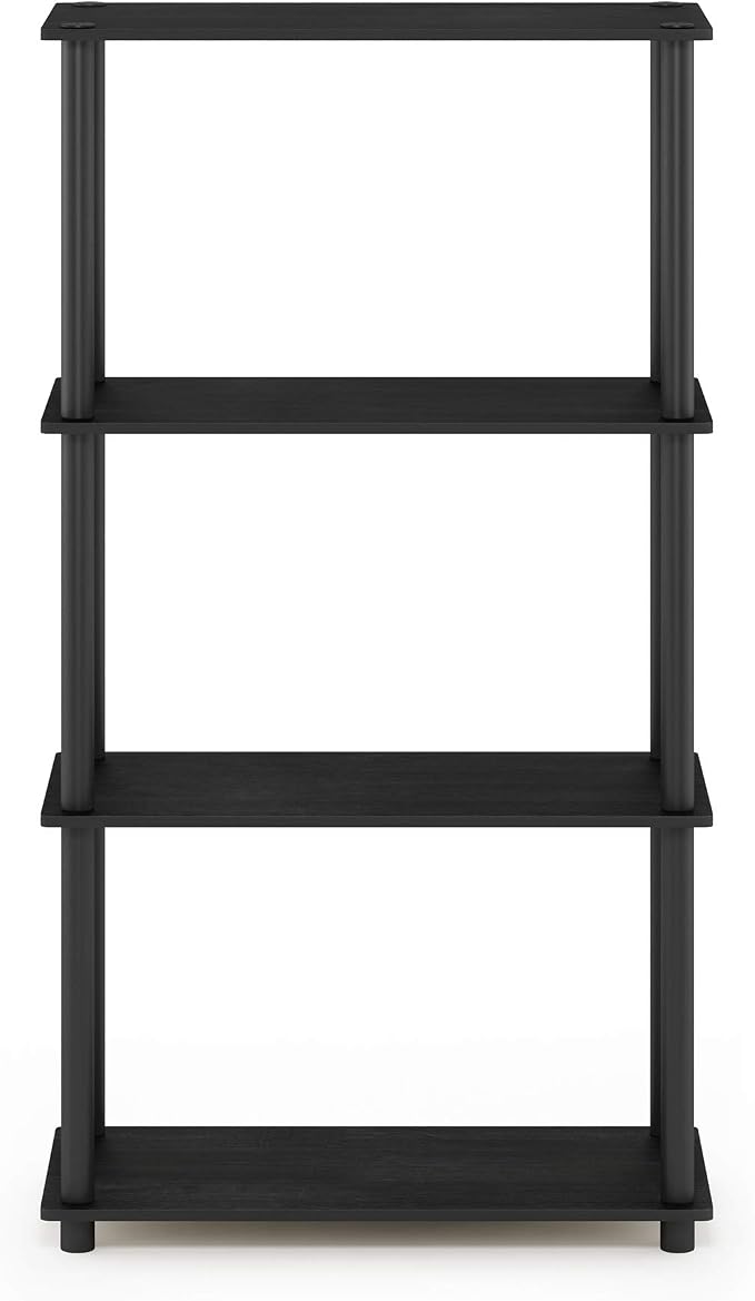 Furinno Turn-N-Tube 4-Tier Multipurpose Shelf Display Rack, Round Tubes, Americano/Black