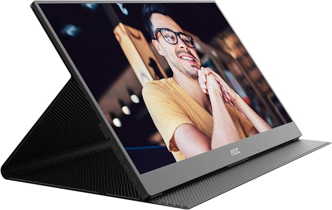 AOC 16T20 Portable Monitor 15.6" FHD 1080p IPS Display, USB-C x2, Mini HDMI, Built-in Speakers, Travel Monitor with Smart Cover, Compatible with Laptops, MacBook, Gaming Console Ready