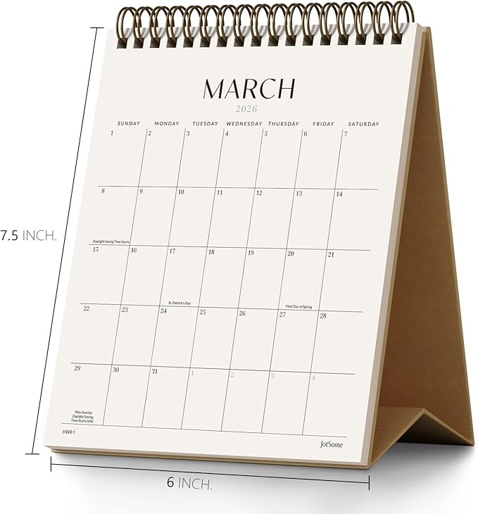 Jotsome Desk Calendar 2026-2027, Small Standing Flip Desktop Calendar From Now to June 2027 for Home and Office, Easy Organizing, Gift for the Holidays (Yellow, Small)