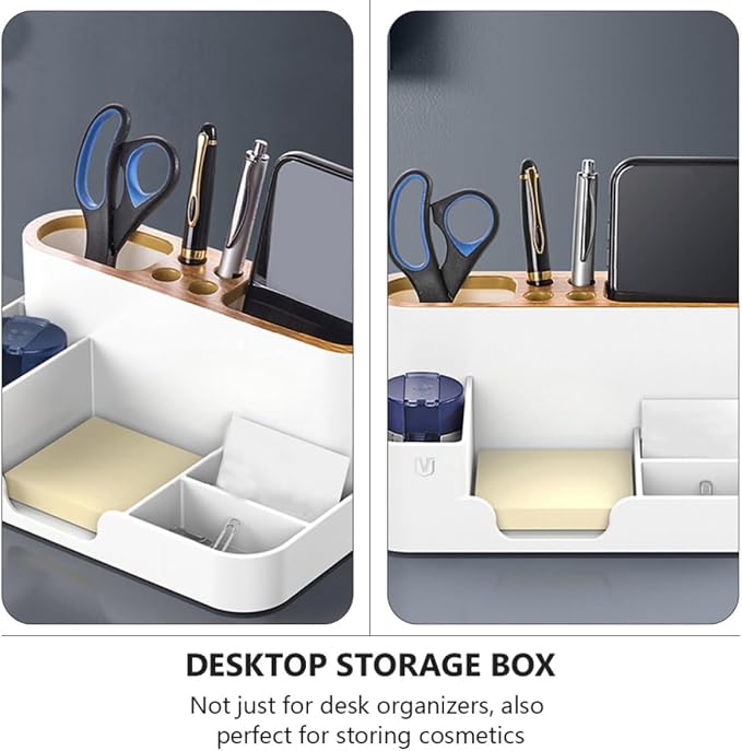 YARNOW Plastic Desktop Storage Box Organizer for Office and Cosmetics, Lightweight and Solid Pencil Holder with Avant-garde Design, Simple and Clean Style for Desktop Use