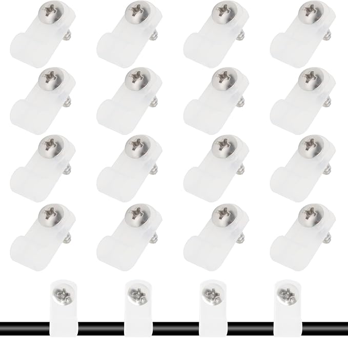 50 Pcs 1/4 Inch White Nylon Cable Clip Wire Clamp, R-type | 6.4mm, Screw Mounting, Wire Management, Stainless Steel Screws Included