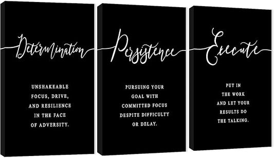 Office Wall Art - 3 Panel Motivational Quotes Canvas Art for Home Office, Entrepreneur Poster Frame (20'x30'x3Pcs)