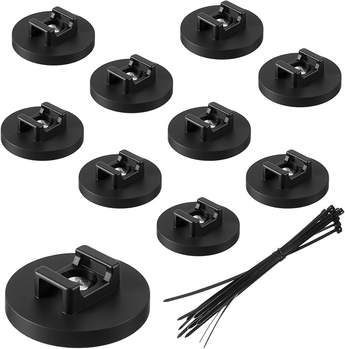 60 Pieces Magnetic Zip Tie Mount, Multipurpose Cable Holder, Magnets Magnetic Wire Management Bases with Heavy Duty Zip, Mount Nylon Cable Ties in Total (43 mm)