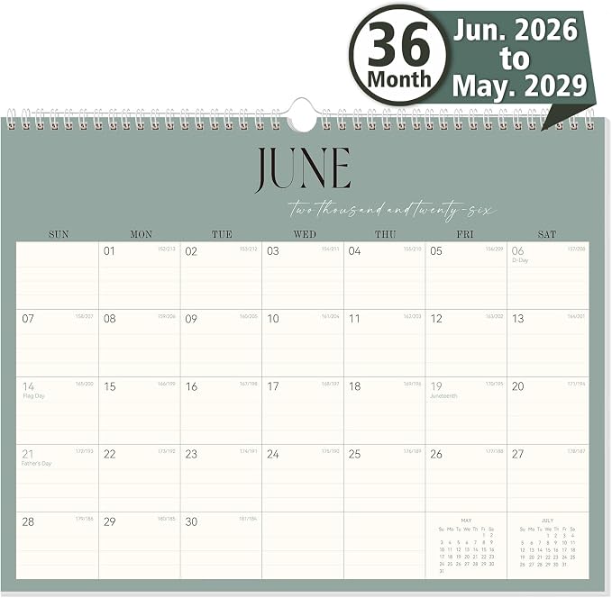 GuassLee Wall Calendar 2026-2029, 36-Month Hanging Wall Calendar June 2026 - May 2029, 14" X 11" Monthly Planner With Thick Paper Spiral Bound For Office Home School Organizing & Planning