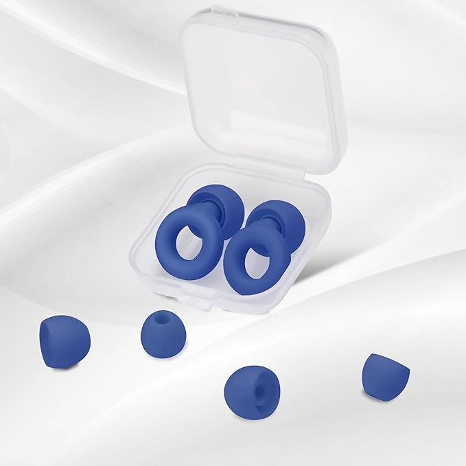 Lonyanl，Ear Plugs for Sleeping Noise Cancelling，Reusable, Improve Rest, Washable, Silicone, Travel, Focus on Learning & Enhance deep Sleep Duration (Blue, One Size)