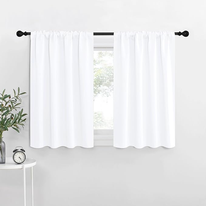 NICETOWN RV Curtains for Camper Windows, White for Kitchen, Home Decoration Light Filtering Drapes for Small Window (29" Wide by 30" Long, 1 Pair)