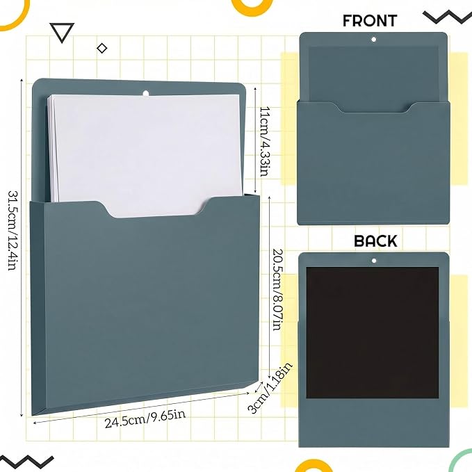 Gilprop 12 Pack Magnetic File Holder for Whiteboard, 10"x13"x1.2" Classroom Magnetic Wall File Folders, Hanging Magazine Organizer Storage Pocket for Refrigerator Mail Paper Desk Office(Morandi Color)