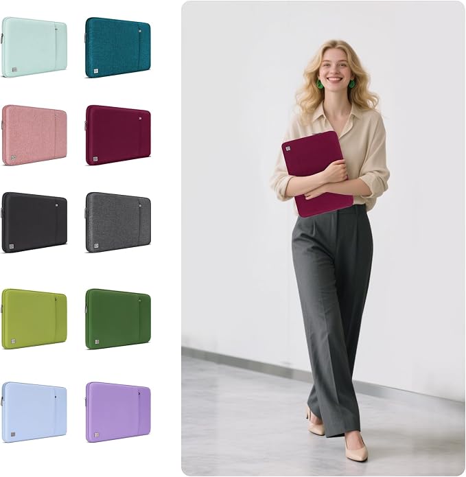 DOMISO Laptop Case Laptop Sleeve Cover Compatible with 15 inch MacBook Air M4/A3241 2025, M3/A3114,M2/A2941,15 inch MacBook Pro A1990 A1707,Compatible with Dell XPS 15 Plus with Pocket, Wine