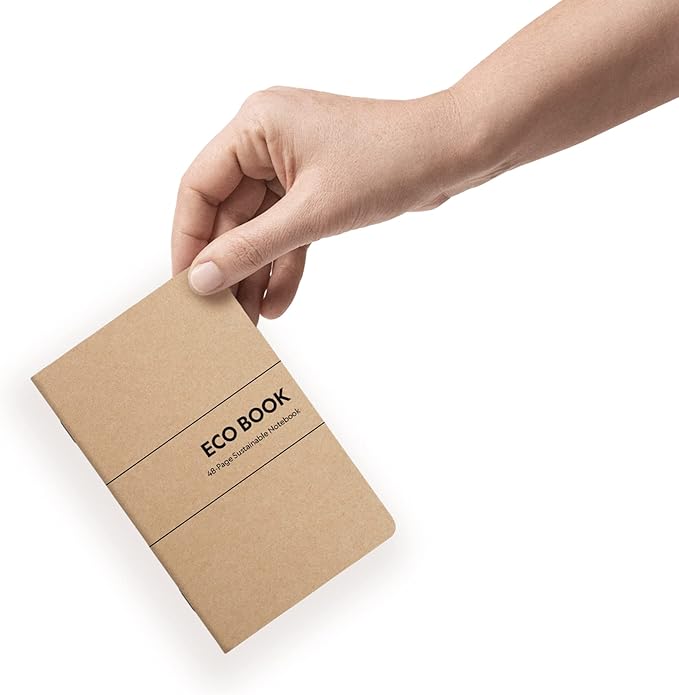 Eco Books Small Pocket Notebook Pack – 3.5 x 5.5 In., 48Page Lined Paper Mini Notebooks Made with FSCCertified Recycled Paper – 80# Kraft Paper Cover, 60# Interior Pages – Kraft Paper Notebooks by