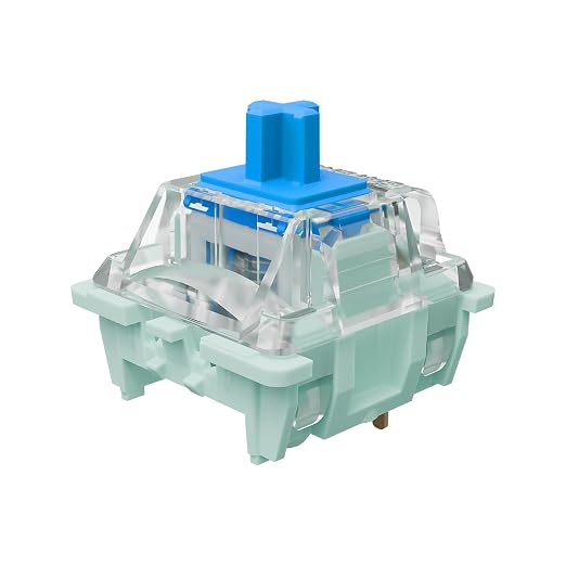 Jade Series Dual-Stage Spring Pre Lubed Switches Blue V3 Pro,3-Pin 60gf Clicky/RGB/LED Switches for Mechanical Keyboard（Blue,36pcs）