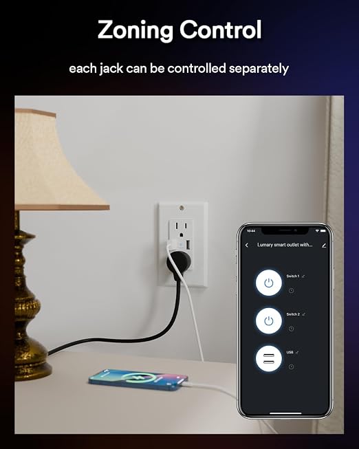 Lumary Smart Outlet with USB Ports, 110V 15 Amp WiFi USB Outlet Works with Alexa Google Home, APP & Voice Control, ETL FCC Certified, Timer, Tamper-Resistant, 4Pack