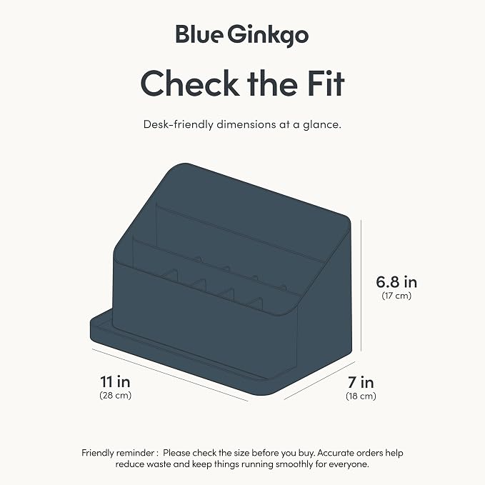 BLUE GINKGO Desk Organizer, Office Supplies, Blue, Made in Korea | Multi-Compartment. Adjustable. Everyday Storage.
