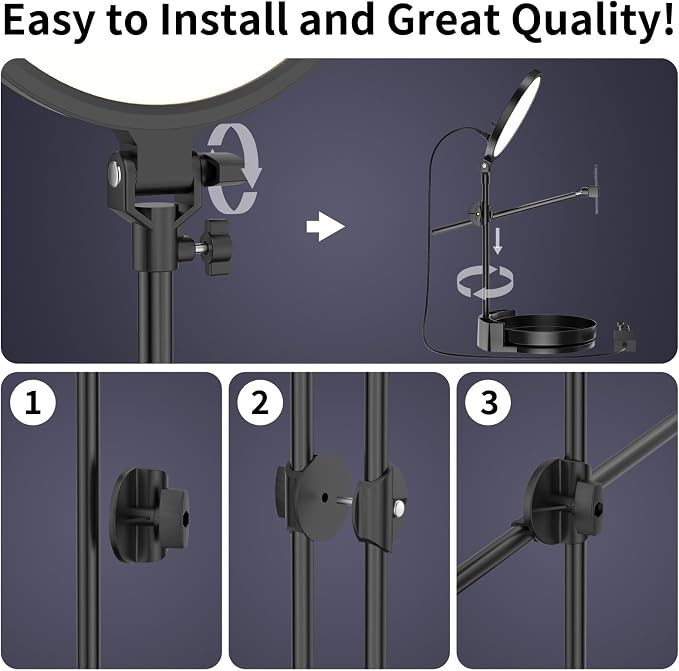 Selfie Light Kit for Desk and Laptop,55W Dimmable Full Screen Ring Light,with Rotating Storage Box,Pen Holder Stand,Phone Holder and Controller (White, 10.5)