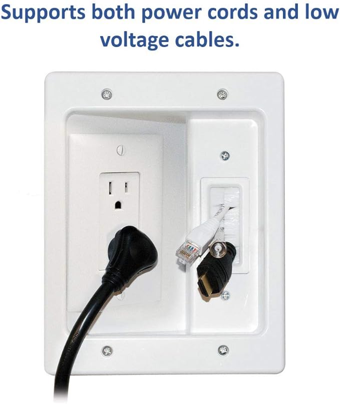 Legrand – OnQ in-Wall Cable Management Kit for Power & Low Voltage Cords – Hides TV or Display Cables Retrofit Behind The Wall – UL Listed TV Cord Hider w/DIY Install & Included Hardware – HT2102WHV1