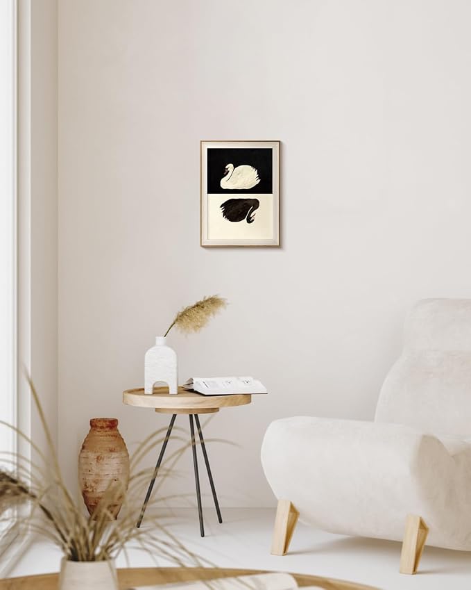 VIYYIEA Framed Wall Art for Living Room, Swan Canvas Prints, Vintage Home Decor, Animals Painting Picture, Bathroom Wall Decor Gifts for Friends or Family - 16L x 12W