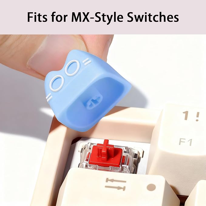 Artisan Keycaps, Cute Cat Custom Key Caps for MX Mechanical Keyboard, Resin Handmade 1U Replacement for Esc Arrow Keys (Blue cat)