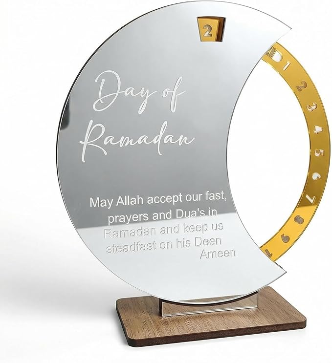 2026 Ramadan Advent Calendar, Ramadan Decorations, Acrylic Desktop Islamic Decor Gifts, Eid Decorations, Advent Calendar(Countdown Calendar-Silvery)