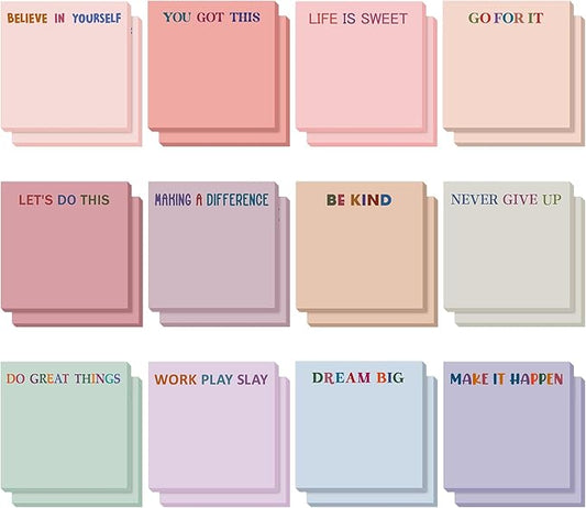 Yinder 24 Pcs Inspirational Sticky Notes Thank You Gift Motivational Sticky Note Pad Employee Appreciation Gift Bulk for Staff Coworker Teacher Nurse Office Groups 3 x 3'' (Inspirational,Aesthetics)