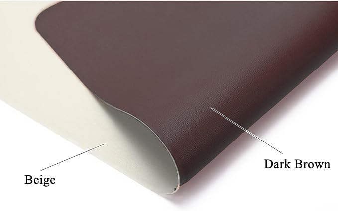 Leather Table Cover, Reversible Double-Sided, 1.8mm Thick, 24x60 Inch, Protector for Rectangular Tables, Waterproof & Oil Resistant for Dining Table, Office Desk, Dresser(Beige+Dark Brown)