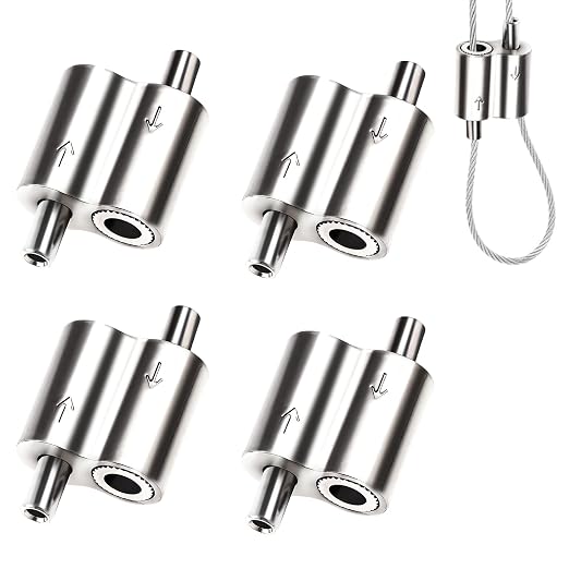 1/16 Inch Cable Clamps, 1/16" M3 304 Stainless Steel Wire Rope Cable Clip Clamp, Two Way Wire Rope Clips for 1/16 Inch (1.5mm-2.0mm) Wire Rope for Holiday Decorations for Outdoors/Indoors - 4 PCS