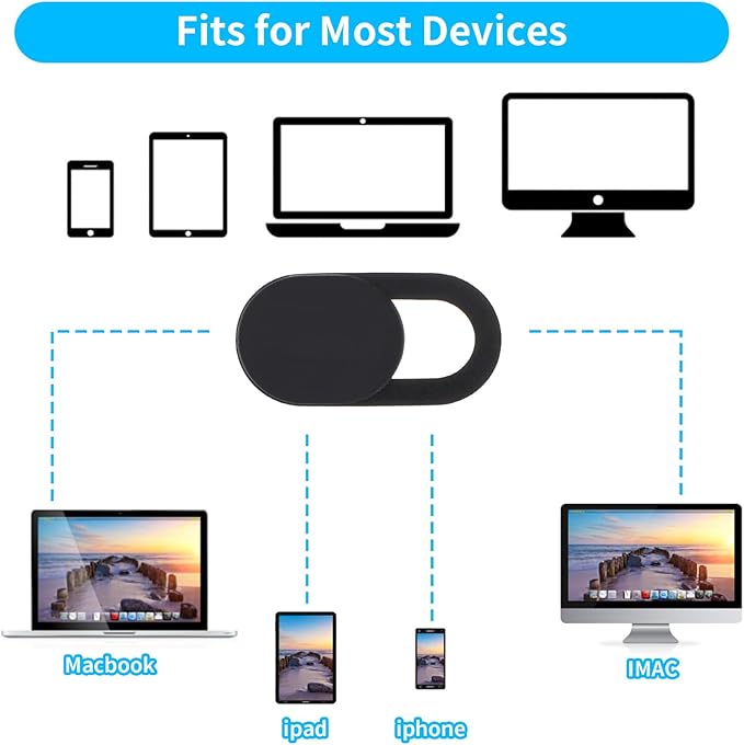 Thin Webcam Cover Slide, 8PCS Phone Camera Cover Laptop Camera Blocker Slider Strong Adhesive Protect Privacy Security Compatible with Tablet Desktop PC Smartphones(Black)