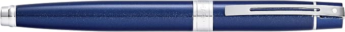 Sheaffer 300 Glossy Blue Lacquer Fountain Pen with Chrome-Plated Trim and Fine Nib
