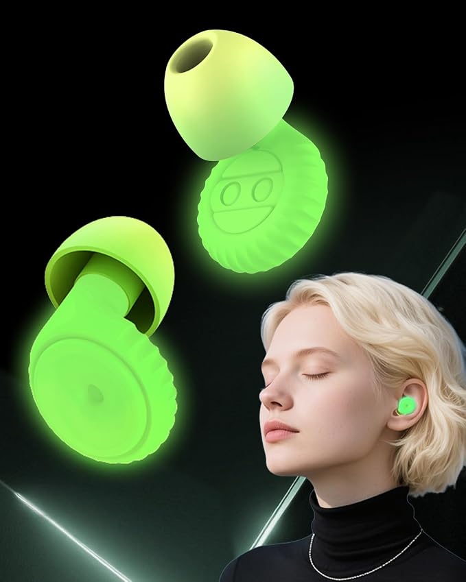 Hopihe Concert Ear Plugs, Glow in The Dark Reusable Silicone Earplugs, 25dB SNR Noise Reduction, High Fidelity Ear Plugs for Concerts, Festivals, Raves, Sleep, Travel, Study, Work, Green