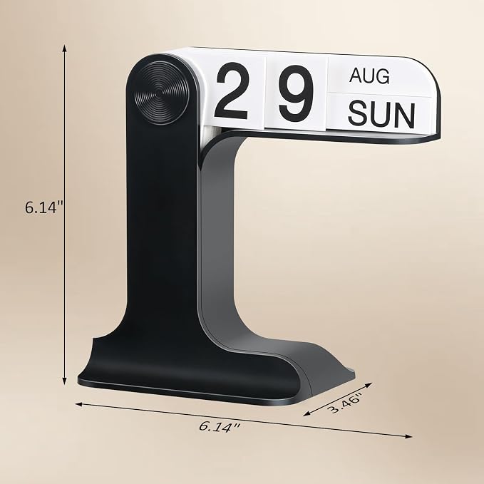 Desk Calendar Standing Flip, Creative Perpetual Flip Calendar, Durable PP Material Daily Desktop Calendar with Large Display, Simple Sleek Desk Accessories for Home Office Decor, Black
