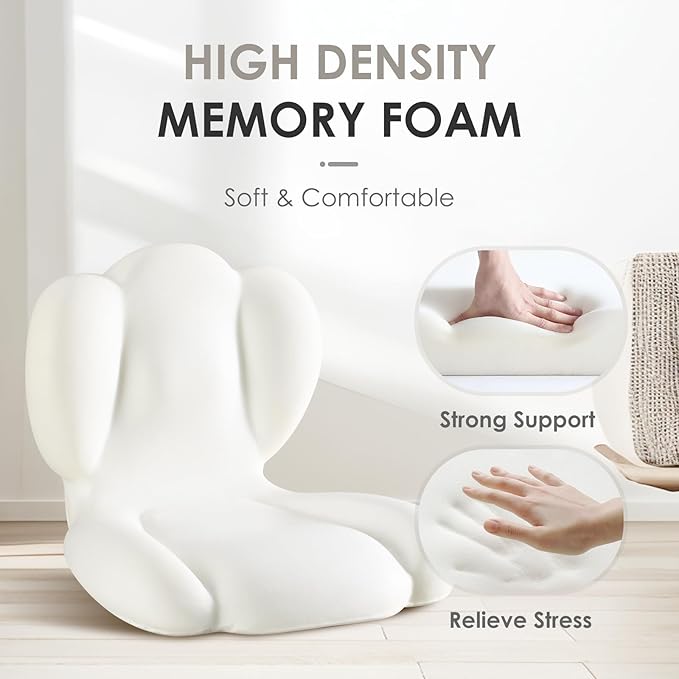 FLORICH Memory Foam Truck Seat Cushion,Car Seat Cushion and Lumbar Support Pillow for Office Chair Ergonomic Back Support & Sciatica Relief for Long Drives(Light Grey)