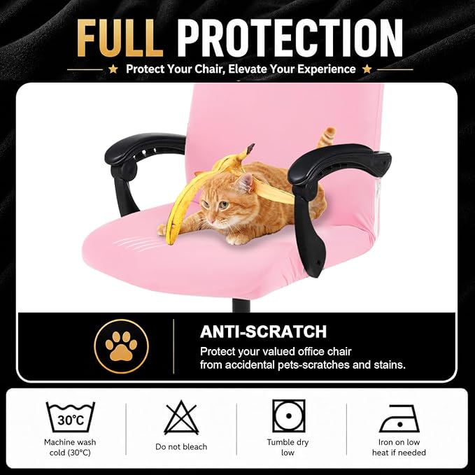Elastic Computer Chair Cover with Durable Zipper - Protective Removable Washable Universal Office Desk Chair Seat Slip Cover - Stretchy Soft Anti-dust Desk Chair Seat Protector for Dogs, Cats, Pets