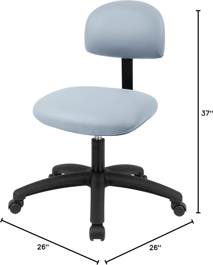 FSS Series Square seat Medium (19"-27") seat Height Chair. Vinyl-for Office, Garage, Desk, Shop, Computer, Doctor, Medical, Easy to Clean! No Footring (Gray, Medium, _Standard Casters)