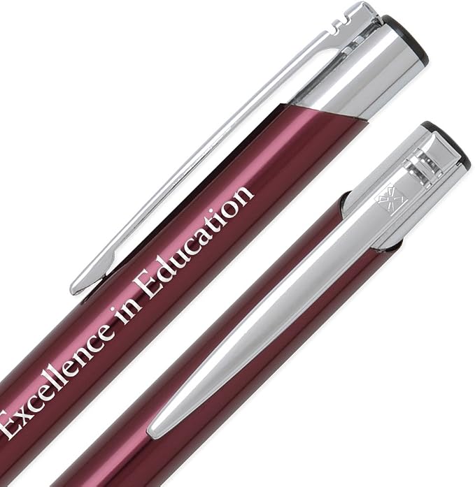 10 Personalized Engraved Classic Metal Ballpoint Pen & Mechanical Pencil Gift Set. Includes Case - Sapphire Blue Color with Silver Accents. Black Ink.