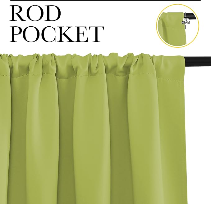 NICETOWN Blackout Curtains for Bedroom, Blackout Curtain Panels, Fresh Green, 1 Pair, 70 by 63-inch, Window Treatment Energy Saving Thermal Insulated Solid Rod Pocket Blackout Drapes/Draperies