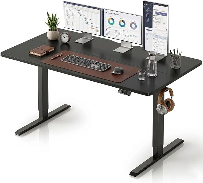 CubiCubi 63 x 28 Large Standing Desk, Height Adjustable Electric Computer Desk, 28" Deep Desktop, Sit Stand up Home Office Workstations with 4 Preset Heights, Black