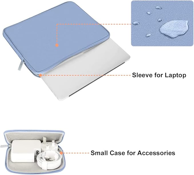 MOSISO Laptop Case 13 inch, 13 inch Laptop Sleeve Bag Compatible with MacBook Neo/Air M5 M4 M3 M2 M1 2026-2018 / Pro M2 M1 2026-2016, Neoprene Computer Sleeve Bag with Small Case, Serenity Blue