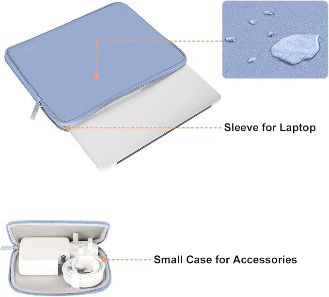 MOSISO Laptop Case 16 inch, 15-15.6 inch Laptop Sleeve Bag Compatible with MacBook Pro 16 M5 M4 M3 M2 M1, HP Acer Dell Lenovo ASUS Notebook, Neoprene Computer Sleeve Bag with Small Case, Serenity Blue