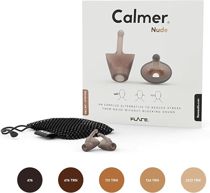Flare Audio Calmer | Noise Reducing Ear Plugs Alternative | Silicone Reusable Ear Plugs for Noise Sensitivity, Focus and Travel | Ear Plugs for Noise Reduction (Standard, Medium Dark)