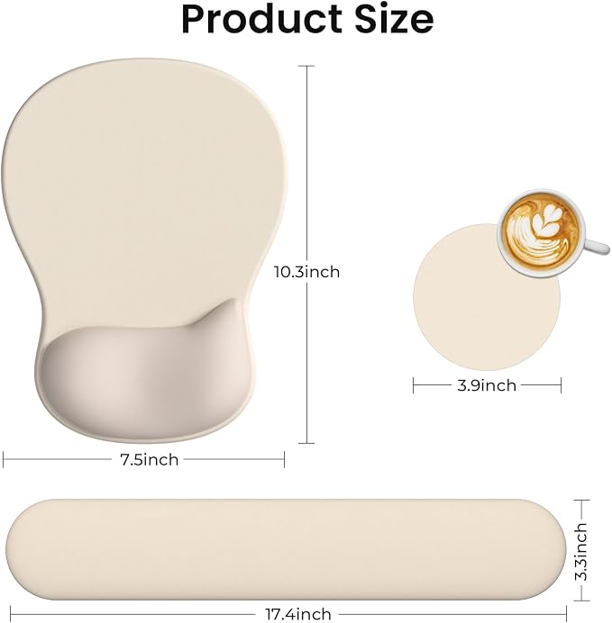 AKIT Ergonomic Mouse Pad and Keyboard Wrist Rest Set,Memory Foam,Apricot | Ergonomic Wrist Support for Typing and Gaming Gel Mouse Pad with Smooth Glide,Apricot Color Fits Home Decor,Reduces Fatigue