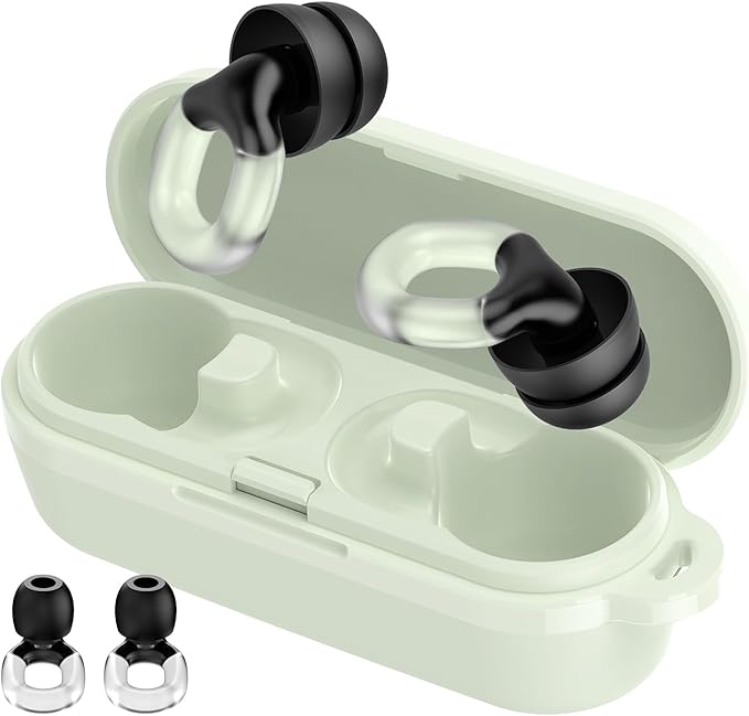 Ear Plugs for Sleeping Noise Cancelling, 35dB Noise Reduction Earplugs Reusable Soft Silicone, 14 Eartips ＆ Carry Case, Replaceable Single/Double Earpieces for Sleep, Focus, Events, Work, Transparent