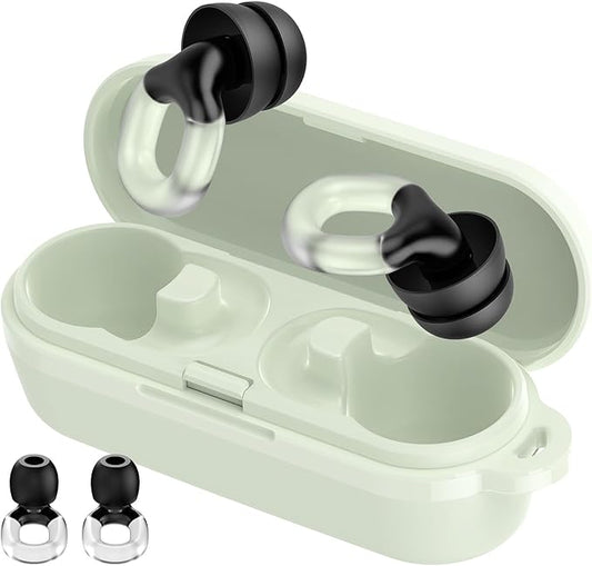 Ear Plugs for Sleeping Noise Cancelling, 35dB Noise Reduction Earplugs Reusable Soft Silicone, 14 Eartips ＆ Carry Case, Replaceable Single/Double Earpieces for Sleep, Focus, Events, Work, Transparent