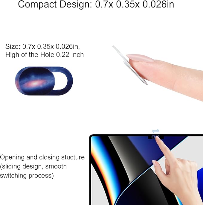 Camera Cover Slide 8 Packs, Webcam Cover Ultra Thin Sticker Privacy Protector fit for MacBook Pro, iMac, iPad Pro, and More Laptop or Tablet, Colorful Space