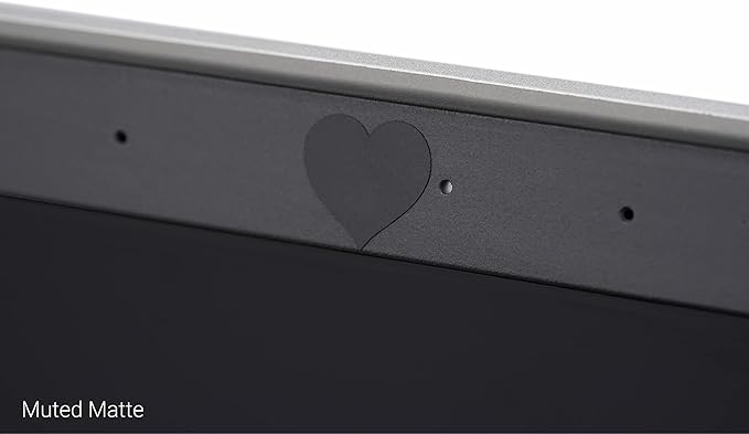 Blocked Original Vinyl Webcam Cover Stickers | Restickable & Stackable Privacy Covers | for All Camera-endable Devices | 3-Sizes | 57 Black Hearts (Muted Matte)