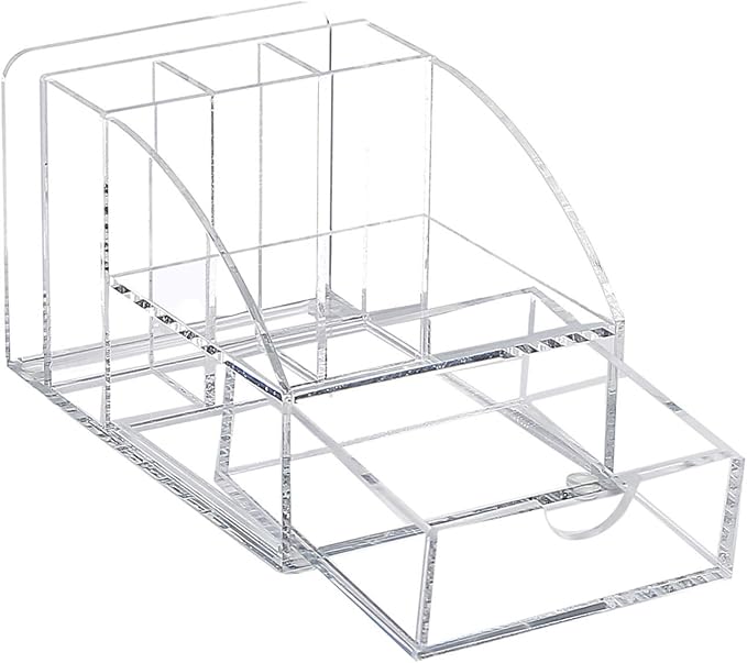 Ikee Design Acrylic Premium Desktop Office Supplies Organizer with Post It Note Pad Holder, Mail Storage and 3 Pencil Slots Pencil Holder, Office Supplies, 3 7/8 W x 5 7/8 D x 3 1/2 H in