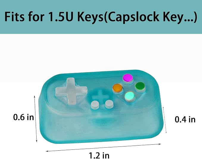 Artisan Keycap, Custom Retro Game Controller Shaped Keys Cap for MX Mechanical Keyboard, Shine Through Resin Handmade Single Replacement for Capslock Key - Blue