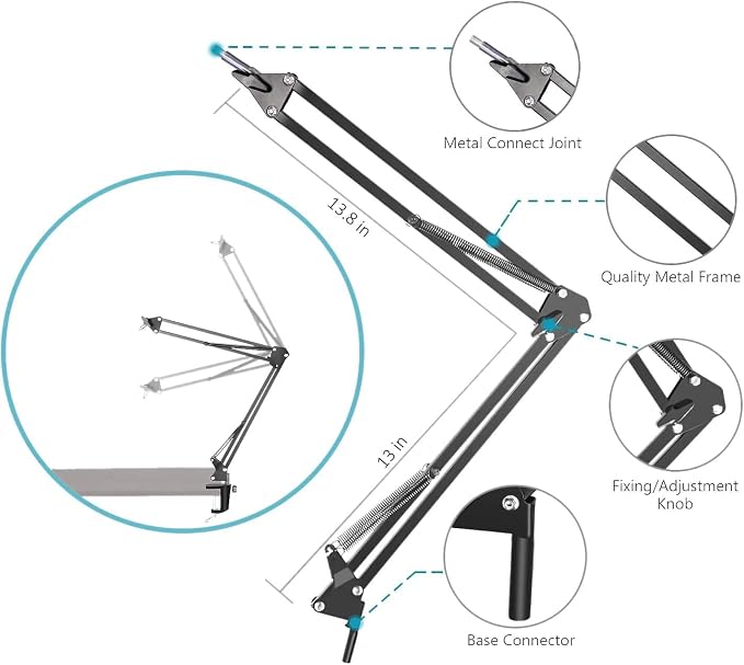 Blue Yeti Microphone Boom Arm Stand with Yeti Microphone Pop Filter, Compatible with Blue Yeti Mic, X USB Microphone with Cable Sleeve by SUNMON