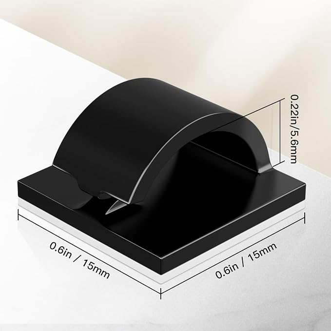 50Pcs Strong Black Adhesive Cable Clips, Dash cam Clips, car Wire Clips,Cord Organizer Cable Management,Cord Holder for Under Desk TV wall nightstand Office Home