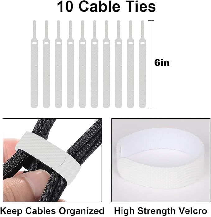 DUNCHATY Cable Management Box 3 Pack - Cord Organizer Box for Desk TV Computer - Large Medium Small Power Strip Cover & Wire Hider - Child & Pet Safe ABS Cord Box with Cable Ties - White