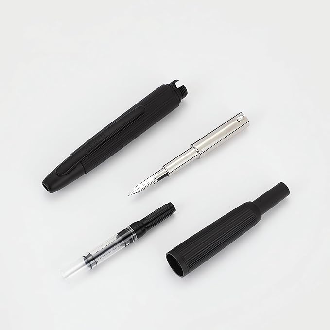 Jinhao 10 Retractable Fountain Pen, Brushed Matt Black F Writing Pen with Converter and Pen Box